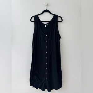 Black Buttoned Sleeveless Tank Dress